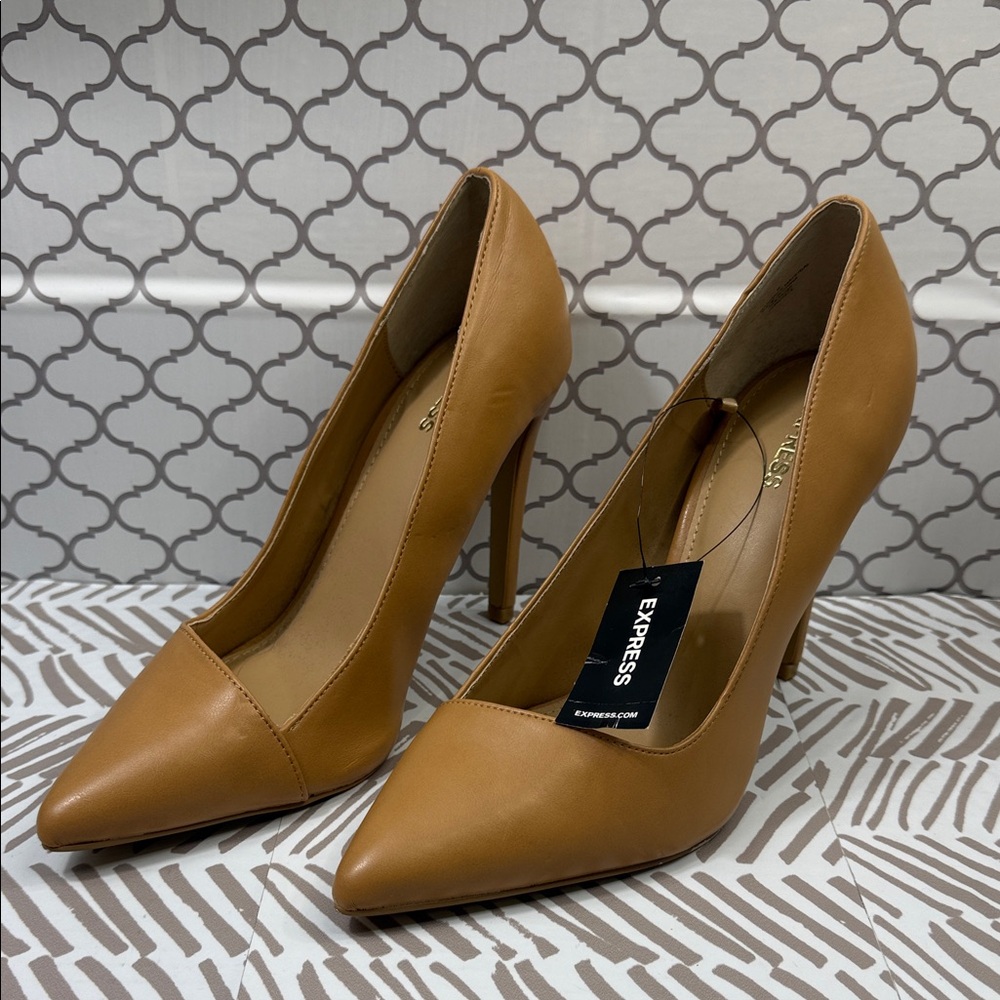 Express Camel Pointed Toe Heels